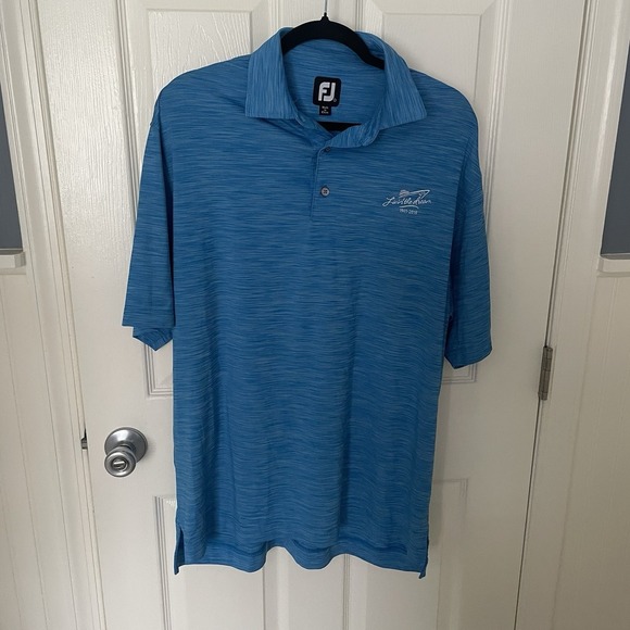 FootJoy Athletic Fit Blue Polo Mens Large L Short Sleeve Livin The Dream - Picture 1 of 7